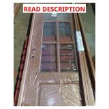 Brown door. Bottom threshold broke.