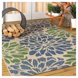 Zinnia Navy/Green 8 ft. x 10 ft. Rug