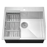 Drop-in Stainless 25x22 Sink with Rack