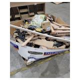 Box lot full of Wood, Rods, Boxes, etc.