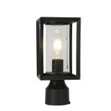 1-Light Black Outdoor Lantern with LED Glass