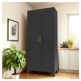 71 in. Black Steel Storage Cabinet with Doors