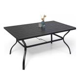 Black Rectangular Outdoor Table with Umbrella