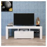 White TV Stand with LED Lights, 55" Console