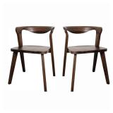Shelun III Walnut Wood Dining Chairs Set of 2