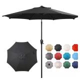 9 ft Round 8-Rib Steel Market Umbrella, Black
