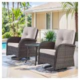 Rotavia 3-Piece Brown Wicker Patio Set