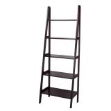 72 in. Espresso Wood 5-shelf Ladder Bookcase