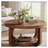 Allan 31.5 in Brown Round Coffee Table