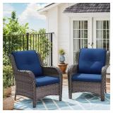 Ergonomic 2-Piece Patio Lounge Chair Blue