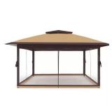 12 ft x 12 ft Double Roof Pop Up Gazebo Khaki