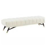 Adept Ivory Upholstered Velvet Bench
