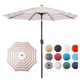Sun-Ray 9 ft Round 8-Rib Umbrella Beige/White