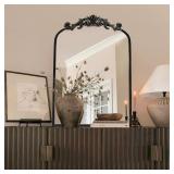 19x31 Black Arched Metal Mirror