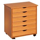 Adeptus Medium Pine 6-Drawer Roll Cart
