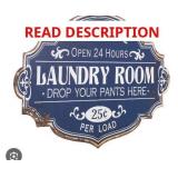 Vintage metal laundry sign