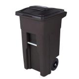 32 Gal Brownstone Trash Can with Quiet Wheels