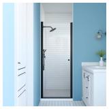 Pivot Semi-Frameless Shower Door, Black Glass