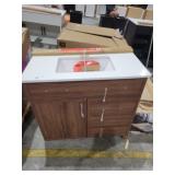 Bathroom vanity with porcelain sink, 3 drawers