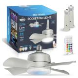 Indoor Nickel Ceiling Fan with Remote RGB LED