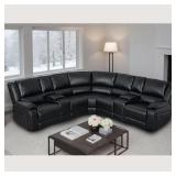 (1 PIECE)109 in. 7-Pc Faux Leather Recliner Secti