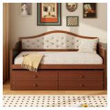 Walnut Twin Daybed with Trundle & 2 Drawers