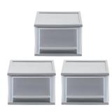 1-Drawer Stackable Storage Unit, Gray (3-Pack)