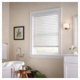 White Cordless Faux Wood Blinds 54W x 36L
