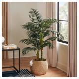 5ft Faux Golden Cane Tree in White Pot
