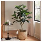 4ft Faux Fiddle Leaf Fig Tree in White Pot
