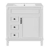 30 in. Freestanding White Vanity with Top