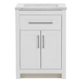 Clady 25in White Vanity with Marble Top
