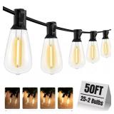 Outdoor String Lights, 25 Bulbs, 50 ft