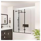 Bathtub Door: Pivot Hinged, Matte Black