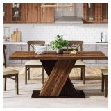 Rustic Brown Wood 55" Pedestal Table for 4