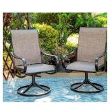 Black Swivel Textilene Patio Dining Chair (2)