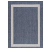 Blue/White 8 ft x 10 ft Bordered Rug