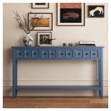 60 in. Navy Console Table with 4 Drawers
