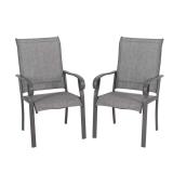 Light Gray Textilene Outdoor Chairs (2-Pack)