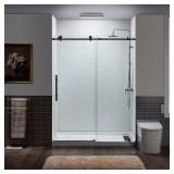 Frameless Sliding Shower Door, Black