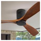 Matte Black 52" Flush Mount Ceiling Fan