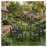 HDPE Outdoor Dining Chairs Set 8