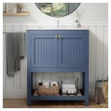 30-Inch Vanity with Sink, Ceramic Basin, Blue