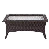 Brown Outdoor PE Wicker Coffee Table