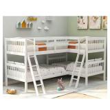 Adnaan White Twin Size L-Shaped Bunk Bed