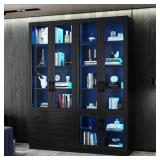 Black Paint Wood Accent Cabinet with Doors