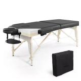 84 in. Black Massage Table with Foldable Legs