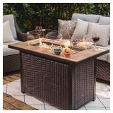 Brown Rectangle Propane Fire Pit with Guard