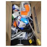 Box lot full of switches, shower head, pipes, etc
