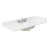 48 in. W Quartz White Vanity Top, Giotto Sink